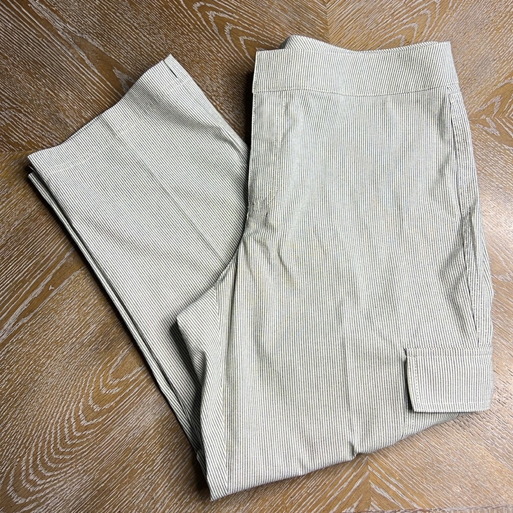 PEACE OF CLOTH Green Ivory Stripe Cargo Crop Pant 8